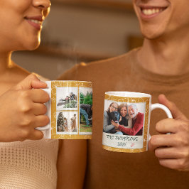 Kerstgele Doodles Multi Foto Familie Cadeau Koffiemok