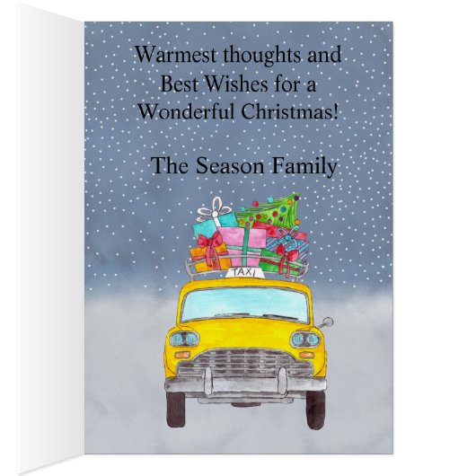 Kerstgele kab aanpasbare fotokaart (Binnen (Rechts))