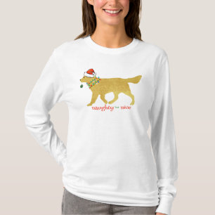 Kerstgele lab Naughty maar Nice T-shirt