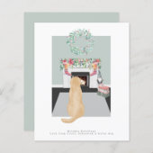 kerstgele labrador Dog Fireplace Scene (Voorkant / Achterkant)