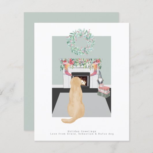 kerstgele labrador Dog Fireplace Scene (Voorkant / Achterkant)