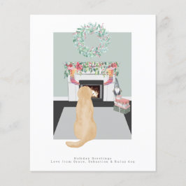 kerstgele labrador Dog Fireplace Scene