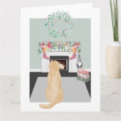 kerstgele labrador Dog Fireplace Scene Kaart (Voorkant)