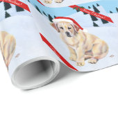 kerstgele labrador Puppy Cadeaupapier (Rol Hoek)