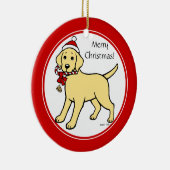kerstgele labrador Puppy Cartoon Keramisch Ornament (Rechts)