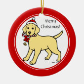 kerstgele labrador Puppy Cartoon Keramisch Ornament (Voorkant)