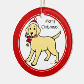 kerstgele labrador Puppy Cartoon Keramisch Ornament (Links)