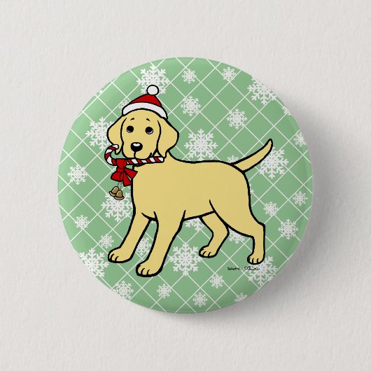 kerstgele labrador Puppy Cartoon Ronde Button 5,7 Cm (Voorkant)