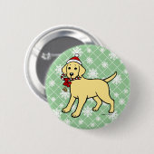 kerstgele labrador Puppy Cartoon Ronde Button 5,7 Cm (Voorkant /achterkant)