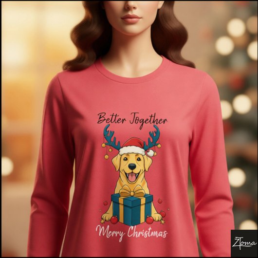 Kerstgele Labradorcadeau Grafische Rendier Tri-Blend Shirt