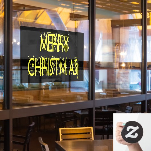 Kerstgele sterren Night BLK Home Store Vinyl Raamsticker (Restaurant Raam)