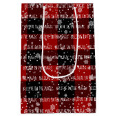 Kerstgeloof in de tekst van de MAGISCHE Sneeuwvlok Medium Cadeauzakje (Achterkant)