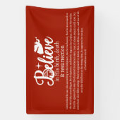 Kerstgeloof in Jezus Nativiteit Rood Spandoek (Verticaal)