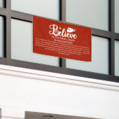 Kerstgeloof in Jezus Nativiteit Rood Spandoek (Buitenkant Gebouw)