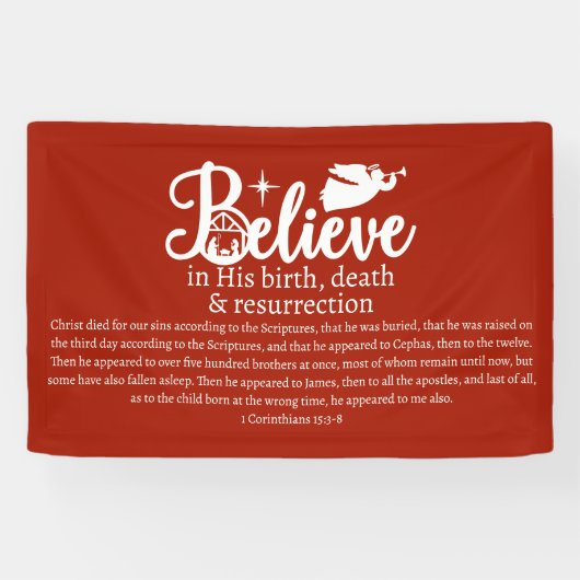 Kerstgeloof in Jezus Nativiteit Rood Spandoek (Horizontaal)
