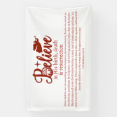 Kerstgeloof in Jezus Nativiteit White Red Spandoek (Verticaal)