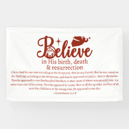 Kerstgeloof in Jezus Nativiteit White Red Spandoek