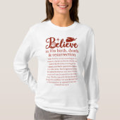 Kerstgeloof Jezus Nativiteit White Red Script T-shirt (Voorkant)