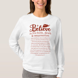 Kerstgeloof Jezus Nativiteit White Red Script T-shirt