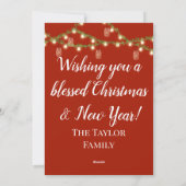 Kerstgeloof: Jezus Nativiteitslicht Rood Mason Lic Feestdagenkaart (Achterkant)