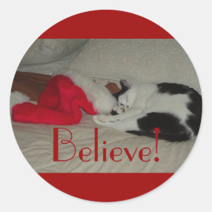 Kerstgeloof Kitty Cat Ronde Sticker