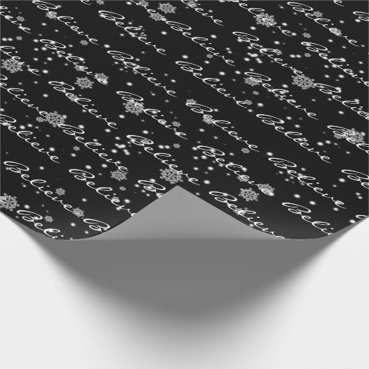 Kerstgeloof Tekst en sneeuwvlokken die Pa ompakken Cadeaupapier (Hoek)