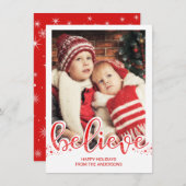 Kerstgeloof Whimsical Hand Script Photo Feestdagenkaart (Voorkant / Achterkant)