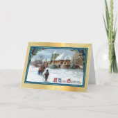 Kerstgelovigen lopen naar de Vintage Kaart (Voorkant)