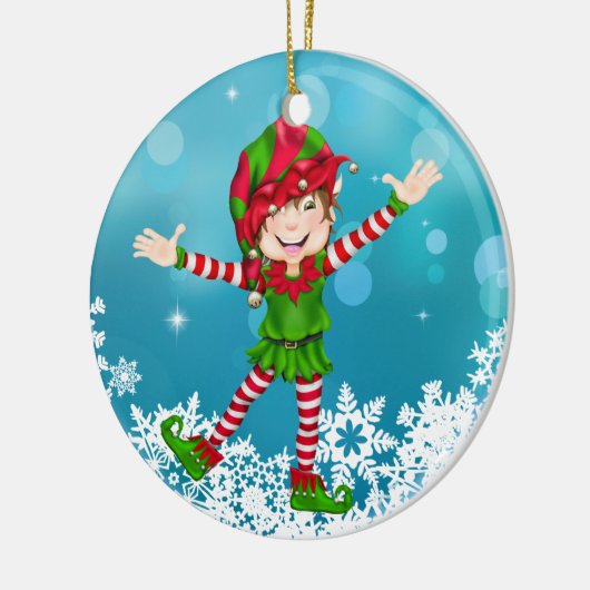 Kerstgelukkige Elf - SRF Keramisch Ornament (Links)