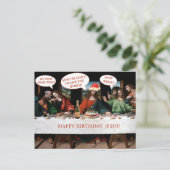 Kerstgelukkige verjaardag Jezus Comics Style Funny Feestdagenkaart (Staand voorkant)