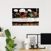 Kerstgelukkige verjaardag Jezus Comics Style Funny Poster (Thuiskantoor)