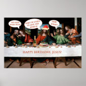 Kerstgelukkige verjaardag Jezus Comics Style Funny Poster (Voorkant)