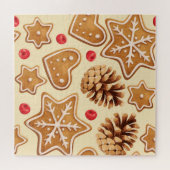 Kerstgember: Feestelijk naadloos patroon. Legpuzzel (Horizontaal)