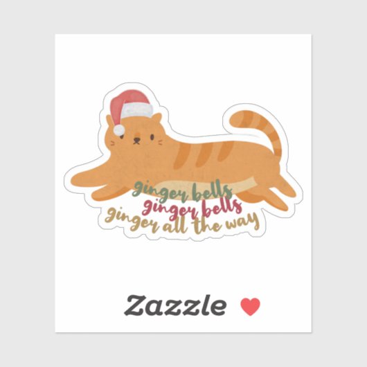 Kerstgember-kat-woordspeling: gember helemaal sticker (Vel)