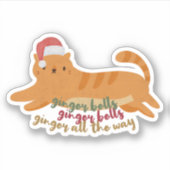 Kerstgember-kat-woordspeling: gember helemaal sticker (Voorkant)