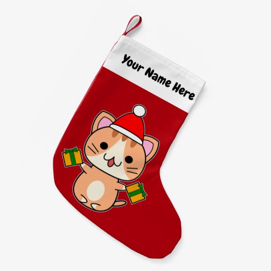 Kerstgember Tabby Cat Kleine Kerstsok (Voorkant (Hangend))