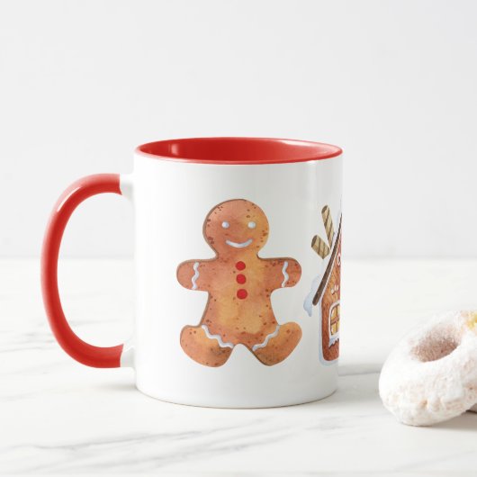 kerstgemberbrood cadeau mok voor tweetone koffie (Met donut)