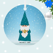 Kerstgenoom die een Magic Lamp Ceramic Ornam vasth Metalen Ornament