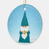 Kerstgenoom die een Magische Lamp vasthoudt Keramisch Ornament (Links)