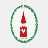 Kerstgenoom die een Ornament van het hart-metaal h (Voorkant links)