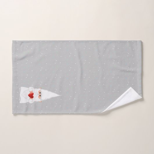 Kerstgenoom met hart op lichte grijs bad handdoek (Handdoek)