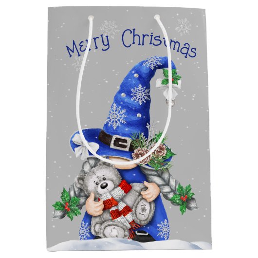 Kerstgenoom met Teddy Bear Medium Cadeauzakje (Voorkant)