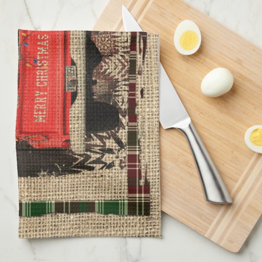 Kerstgenoom Sweet Gnome Red Truck Pset Rustin Theedoek (Quarter Fold)