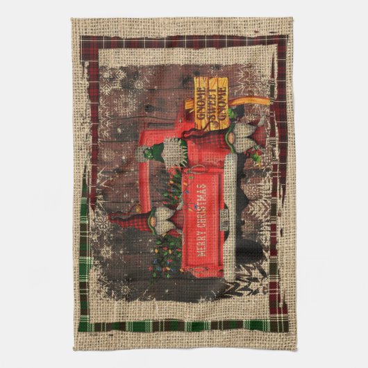 Kerstgenoom Sweet Gnome Red Truck Pset Rustin Theedoek (Verticaal)