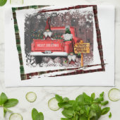 Kerstgenoom Sweet Gnome Red Truck Pset Rustin Theedoek (Gevouwen)