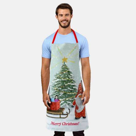 Kerstgenoompron groot schort (Gedragen)