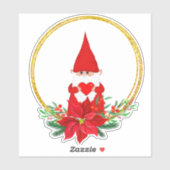 Kerstgenote en Poinsettia in gouden cirkels Sticker (Vel)