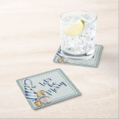 Kerstgenote op blauwe feestdag kartonnen onderzetters (Insitu)