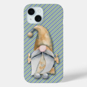 Kerstgenote op blauwe strepen Case-Mate iPhone case (Achterkant)