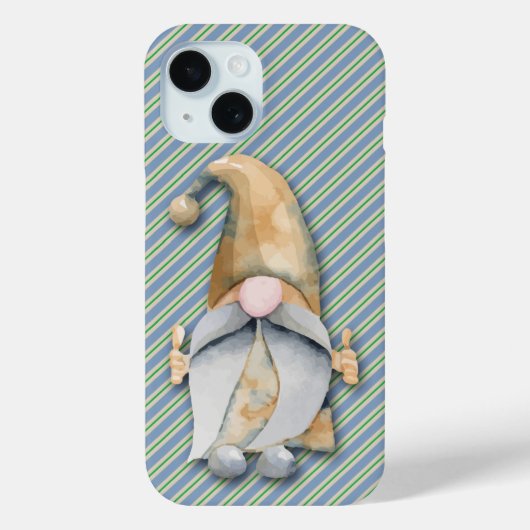 Kerstgenote op blauwe strepen Case-Mate iPhone case (Achterkant)